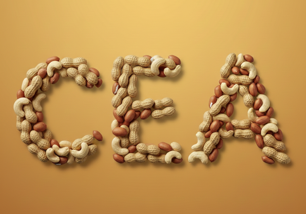 The CEA acronym rendered as peanuts.