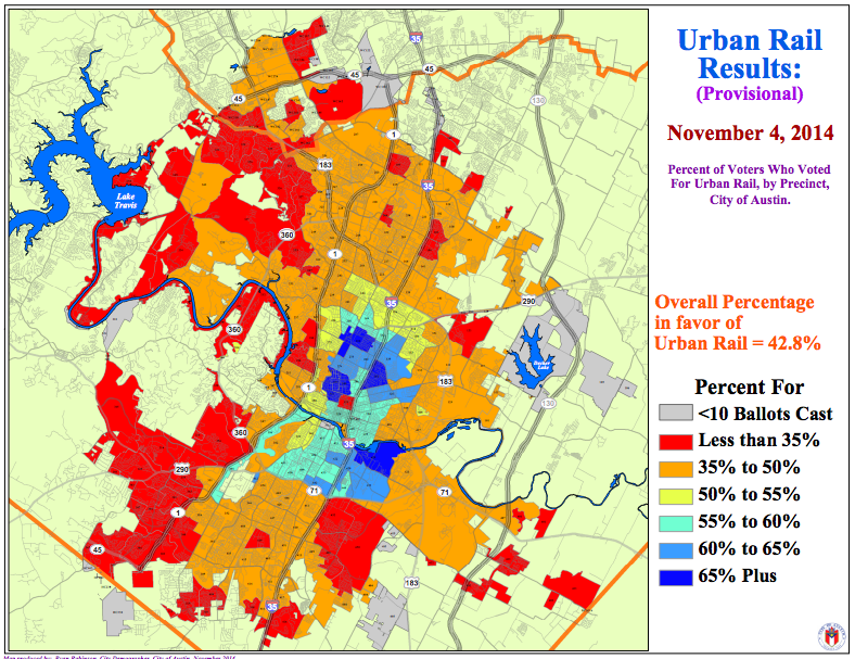 How Austin voted on 2014 light rail and roads package